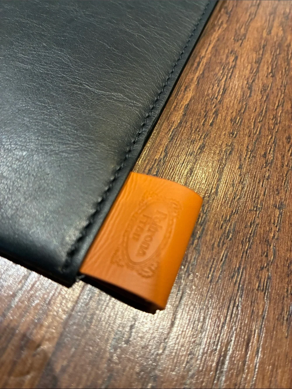 Haworth Leather Laptop Wrist Pouch with Tan Tab
